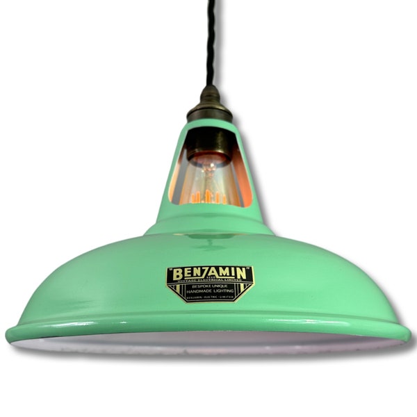 Cawston ~ Fresh Green Solid Shade Slotted Design Pendant Set Light ~ 11 Inch