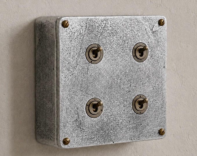 4 Gang 2 Way Solid Cast Metal Conduit Light Switch | Vintage Industrial Style