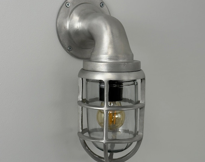 Beachamwell Raw Cast Swan Neck Wall Light - IP65