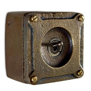 Single Gang Bronze Solid Cast Metal Surface Mounting Light Switch Industrial 2 Way - BS EN Approved Vintage Britmac Style