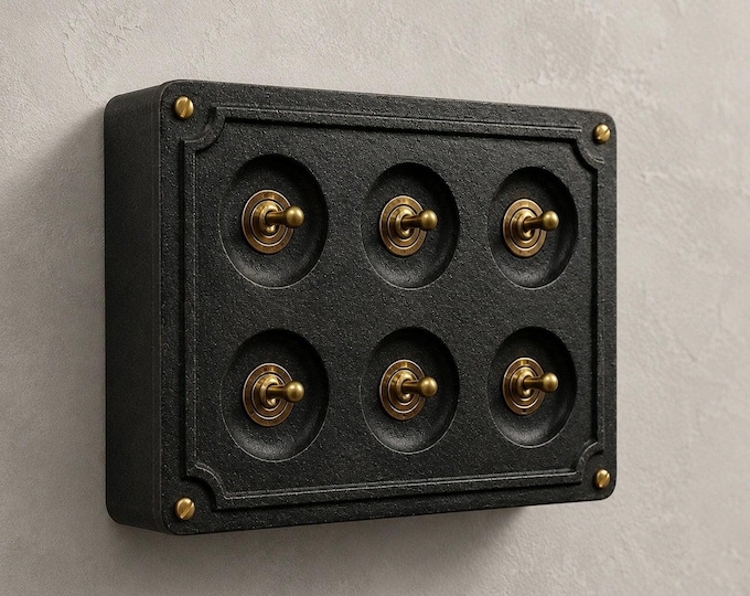 6 Gang 2 Way Black Zinc Cast Metal Conduit Light Switch