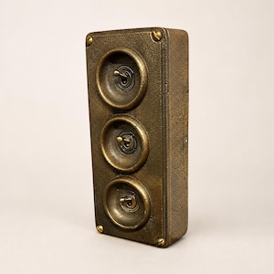 3 Gang Solid Antique Brass Metal Conduit Light Switch Industrial 2 Way