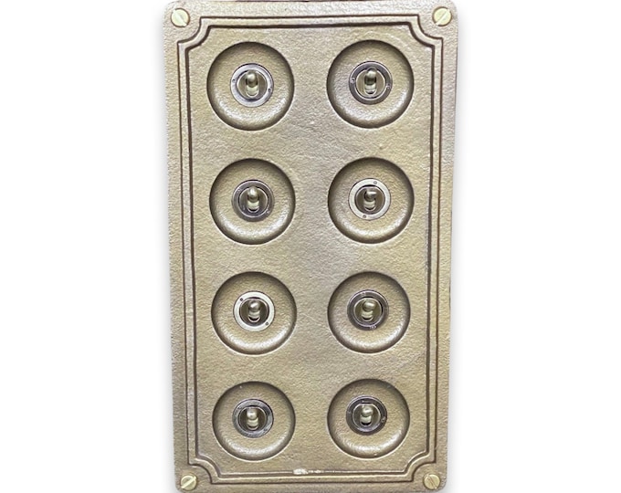 8 Gang 2 Way Bronze Solid Cast Metal Conduit Light Switch Industrial - BS EN Approved Vintage Crabtree 1950’s Style