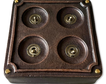 4 Gang 2 Way Solid Antique Copper Metal Surface Mounting Conduit Light Switch Industrial - BS EN Approved