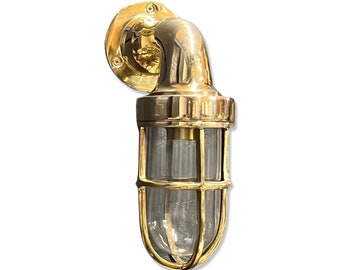 Shingham - Bulkhead Outdoor & Bathroom Wall Light Solid Brass | 8 Inch