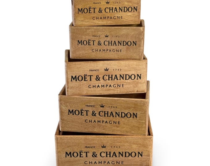 Storage Wooden Boxes Moët & Chandon Champagne Crates Natural Finish