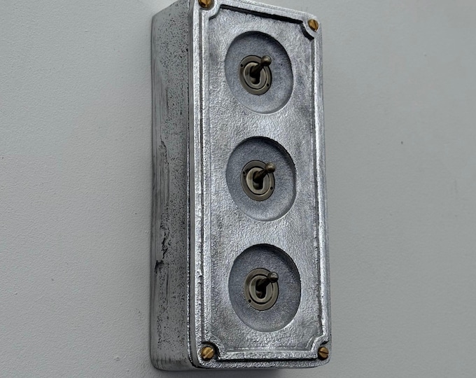 3 Gang 2 Way Solid Cast Metal Conduit Toggle Light Switch