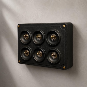 6 Gang 2 Way Matt Black Metal Toggle Light Switch | Surface Mounted Industrial Conduit