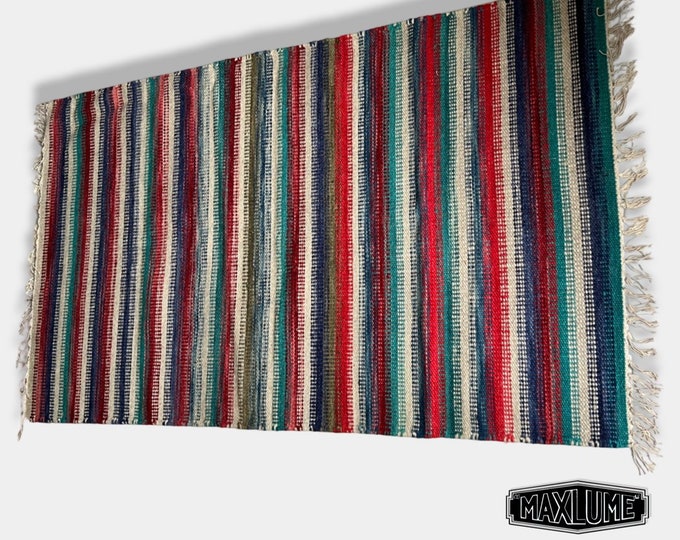 Hand Knotted Reversible Flat Weave Pure Wool Colourful Kilim Woollen Rug 3ft x 5ft