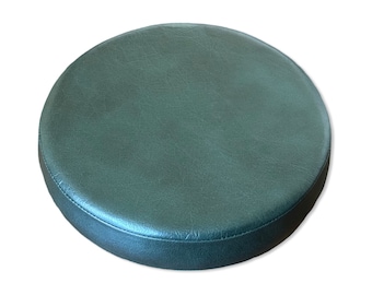 New Genuine Leather Money Green Bar Stool Top Handmade | Vintage Style | Replacement Seat 12 Inch