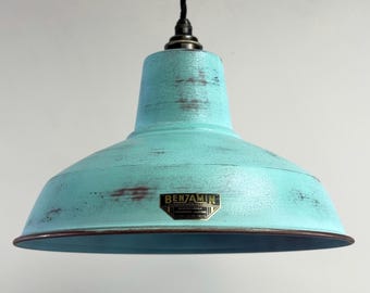 Filby ~ Copper Verdigris RLM Reflector Lampshade Pendant Ceiling Light ~ 12.5 Inch