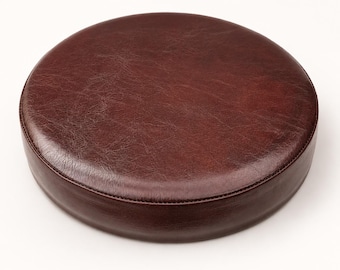 Oxblood Genuine Leather Round Bar Stool Replacement Seat - 31cm