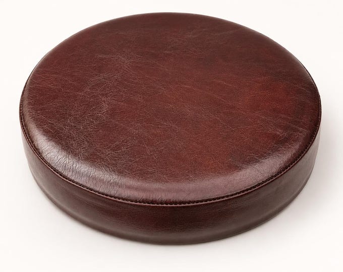 Oxblood Genuine Leather Round Bar Stool Replacement Seat - 31cm