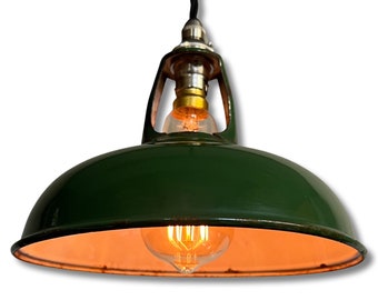 Geniune Green Solid Coolicon Shade 1932 Pendant Set Light | Ceiling Dining Room | Kitchen Table | Vintage Filament Bulb