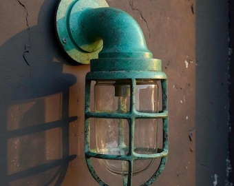 Beachamwell ~ Solid Brass Verdigris Bathroom & Outdoor Sconce Wall Light ~ 10.5 Inch