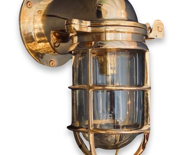 Happisburgh ~ Bulkhead Outdoor & Bathroom Sconce Wall Light Solid Brass | 10 Inch