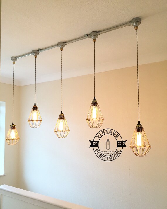 The California 5 X Cage Light Rustic Industrial Hanging Ceiling Table Fitting Vintage Filament Lamps Cafe Bar Restaurant Bakelite Pendants