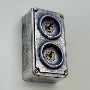 Dubbel 2-vägs ljusströmbrytare i massiv gjuten metall, industriell stil, 2-vägs - Vintage Crabtree-stil