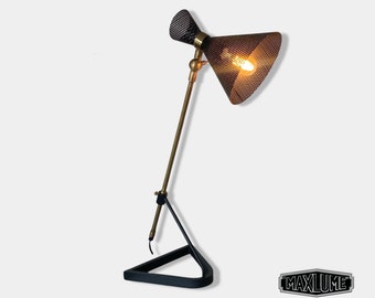Maxlume ~ Solid Brass Table Lamp Vintage Style | Fabric Cable | Bedroom | Bedside Reading Light | Retro |