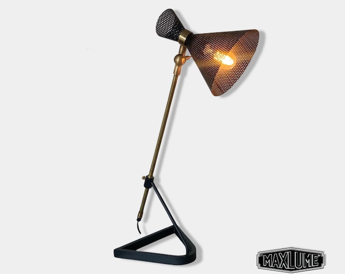 Maxlume ~ Solid Brass Table Lamp Vintage Style | Fabric Cable | Bedroom | Bedside Reading Light | Retro |