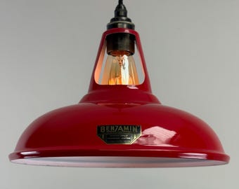 Cawston - British Red Slotted Lampshade Pendant Set Light *Factory Second* - 11 Inch