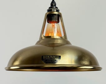 Cawston - Antique Brushed Brass Slotted Lampshade Pendant Ceiling Light - 11 Inch