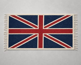 Reversible Union Jack Rug | Hand Knotted British Flag Jute Runner