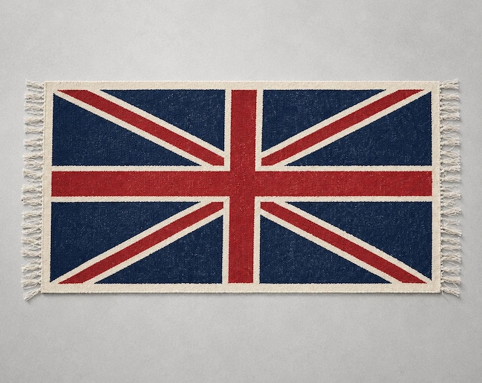 Reversible Union Jack Rug | Hand Knotted British Flag Jute Runner