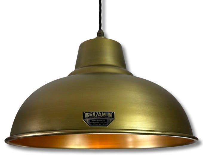 Salthouse XL Antique Brass Dome Lampshade Pendant Light 14.5 Inch
