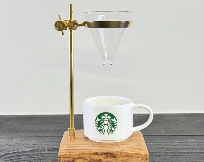 Slow Drip Coffee Brewer Pourer | Pour Over Drip Gourmet Kitchen Station Stand With Funnel & Filters | Glass Holder
