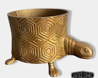 Maxlume - Turtoise Solid Cast Brass Metal Planter Pot for Succulents & Plants | Safari Planter | Animal Pot | Unique Planter |