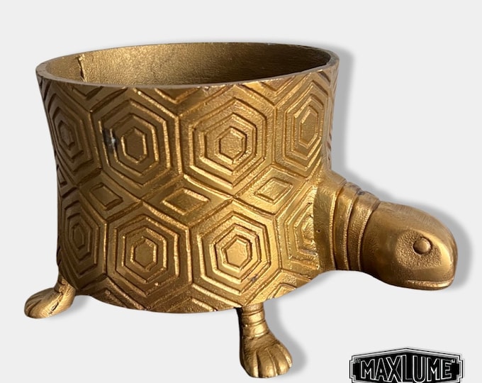 Maxlume - Turtoise Solid Cast Brass Metal Planter Pot for Succulents & Plants | Safari Planter | Animal Pot | Unique Planter |