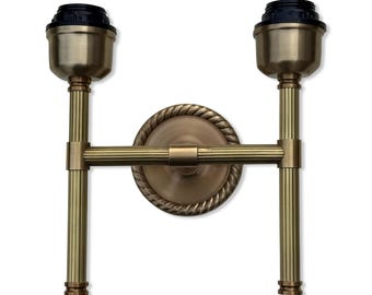 Felbrigg ~ Double Antique Brass Wall Sconce Industrial Vintage Light