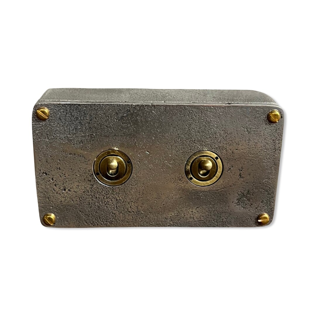 Double 2 Gang Solid Cast Metal Conduit Light Switch Industrial 2 Way BS