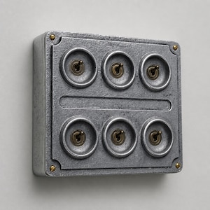 6 Gang 2 Way Solid Cast Metal Conduit Light Switch | Vintage Crabtree Style