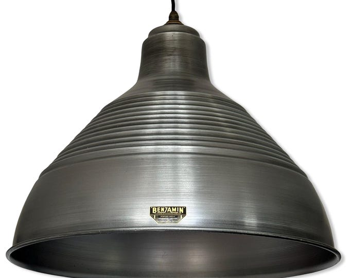 Burnham XXL ~ Pewter Industrial Shade Pendant Set Light ~ 20 Inch