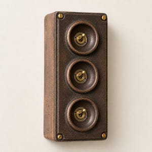 3 Gang Antique Copper Metal Conduit Light Switch Industrial 2 Way