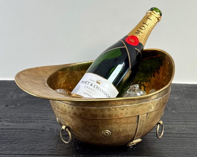 Polo Helmet Solid Antique Brass Champagne Ice Bucket | Wine Cooler