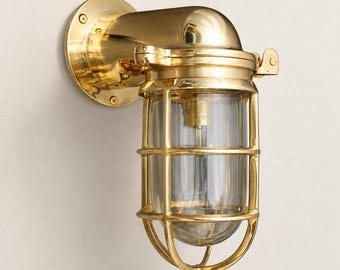 Happisburgh Polished Brass Wall Light - IP65