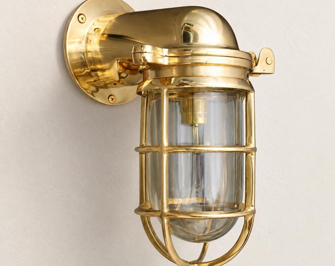 Happisburgh Polished Brass Wall Light - IP65