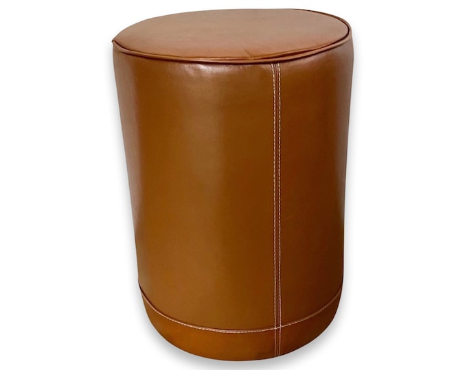 Maxlume ~ Leather Pouf | Solid Base Genuine Leather | Vintage Style | Floor Standing | Man Cave  Foot Stool