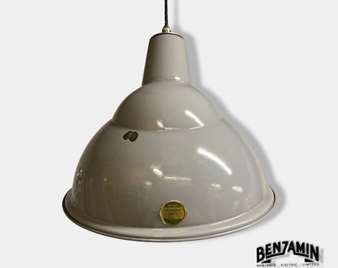 Benjamin XL 1950s Parabolic Reflector Crysteel Shade Pendant Light