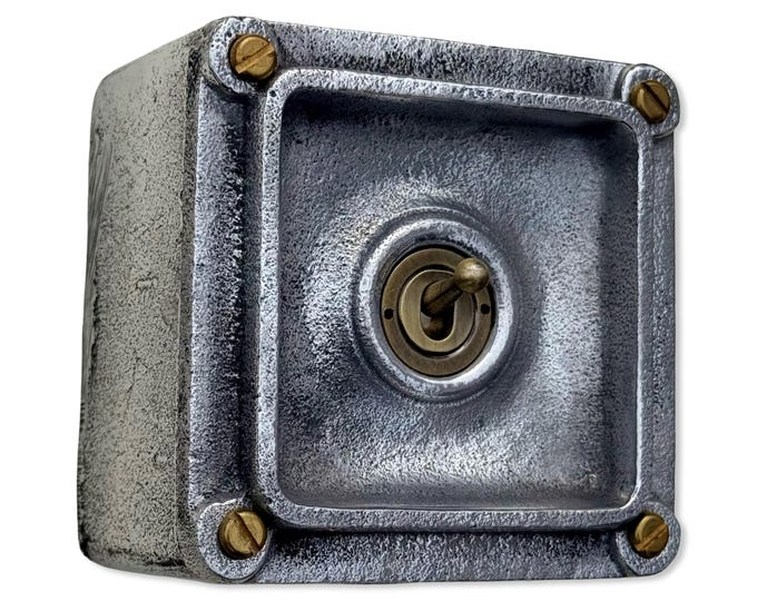 XL Single Gang Solid Cast Metal Conduit Light Switch Industrial 2 Way - BS EN Approved Vintage Crabtree 1950’s Style