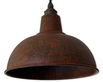 Salthouse - Rusted Solid Steel Lampshade Pendant Set Light - 10 Inch