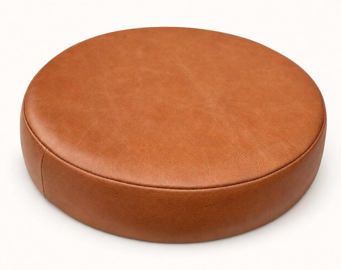 Tan Genuine Leather Round Replacement Stool Seat Pad - 31cm