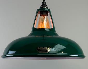 Cawston XL - Original Green Slotted Lampshade Pendant Set Light *Factory Second* - 14 Inch