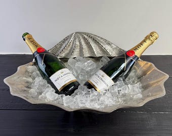 Clamshell Solid Champagne Ice Bucket ~ Wine Cooler