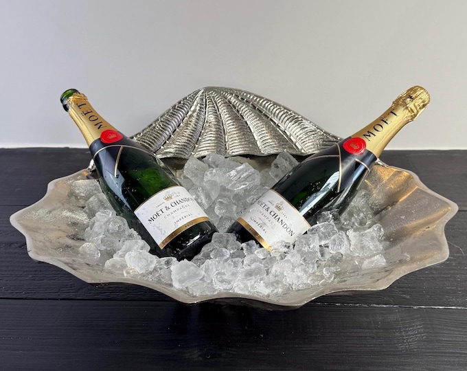 Clamshell Solid Champagne Ice Bucket ~ Wine Cooler