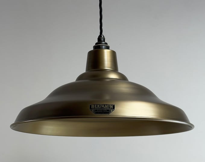 Bawsey Antique Brass Lampshade Pendant Light - 16 Inch