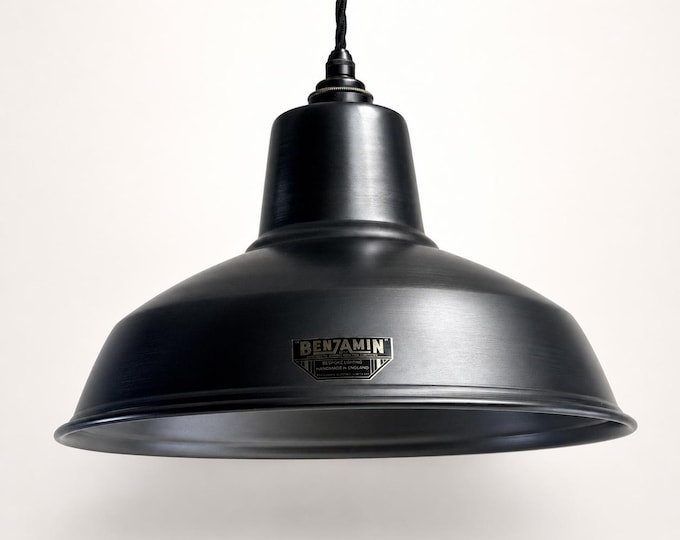 Filby Pewter Grey RLM Reflector Lampshade Pendant Light - 12.5 Inch